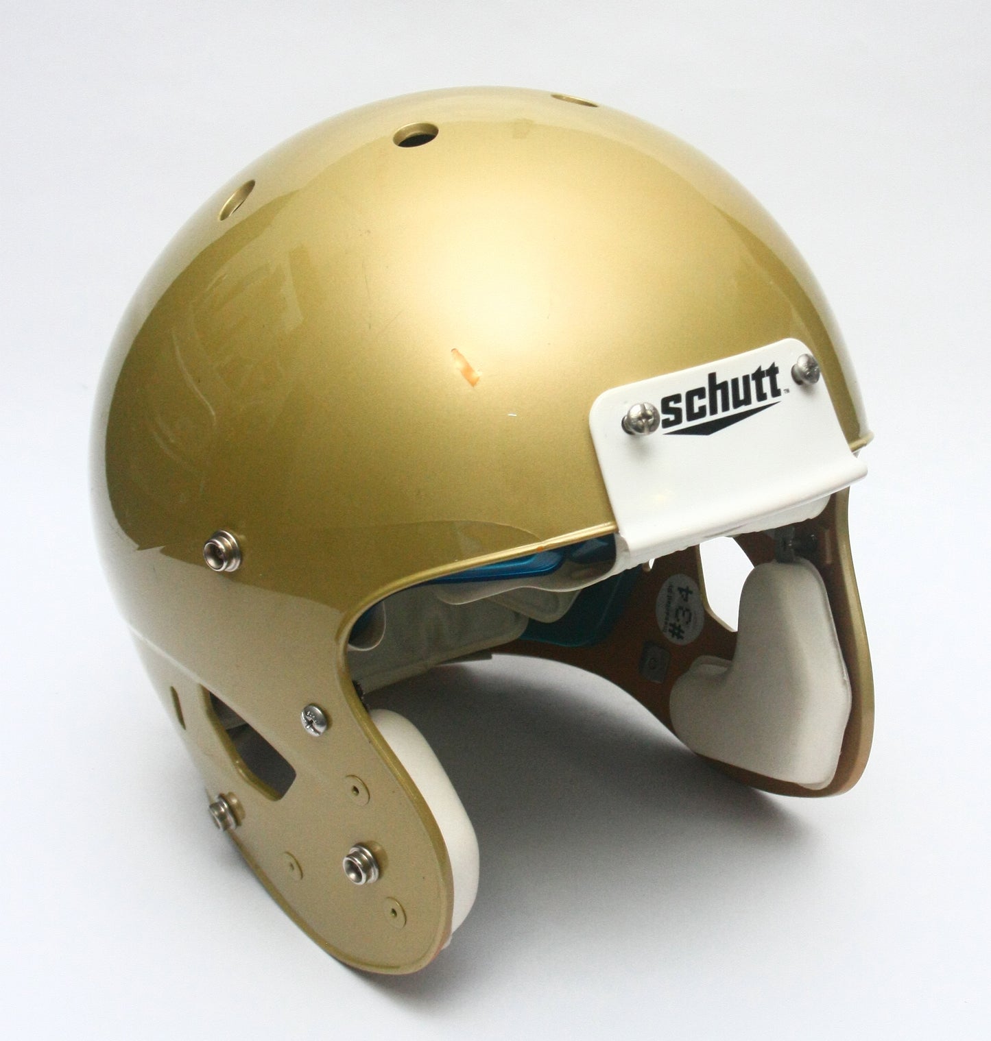 Game Used Schutt Air XP Varsity Football Helmet- Size Large - Vegas Gold