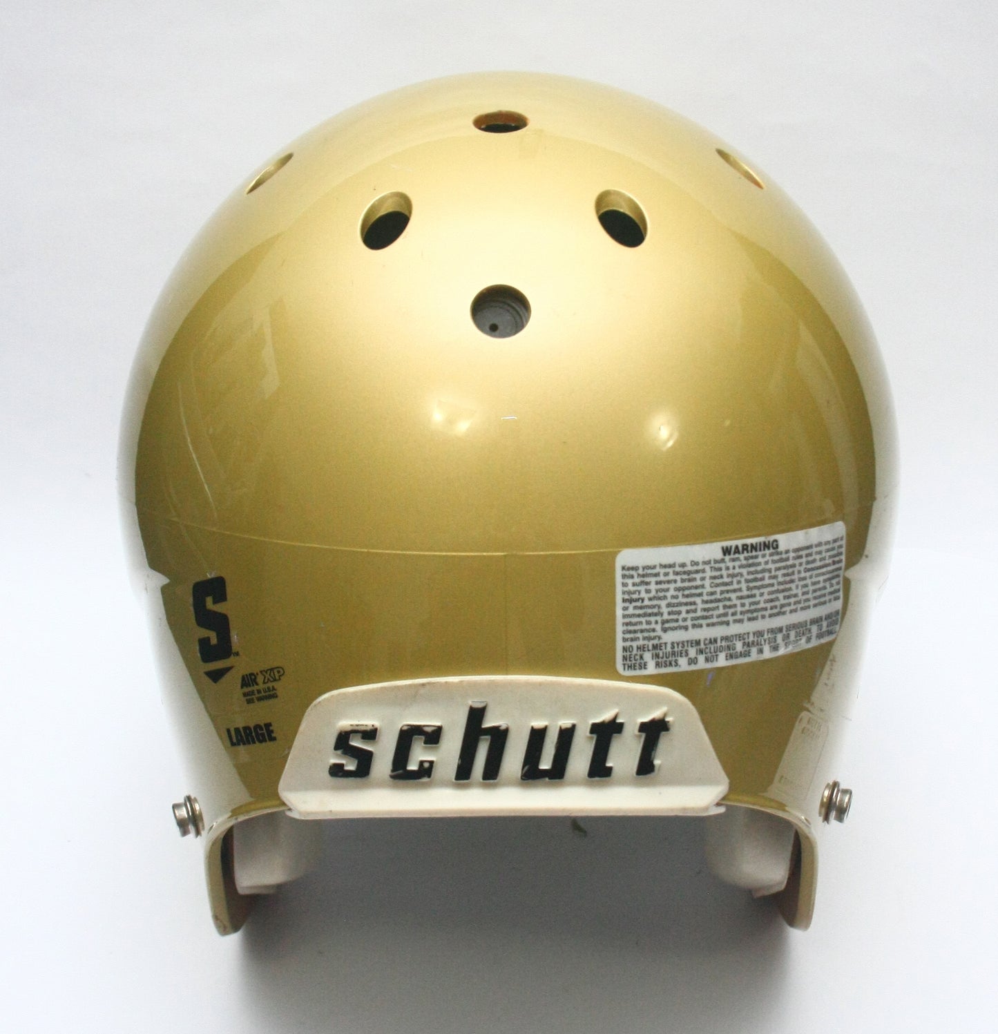 Game Used Schutt Air XP Varsity Football Helmet- Size Large - Vegas Gold