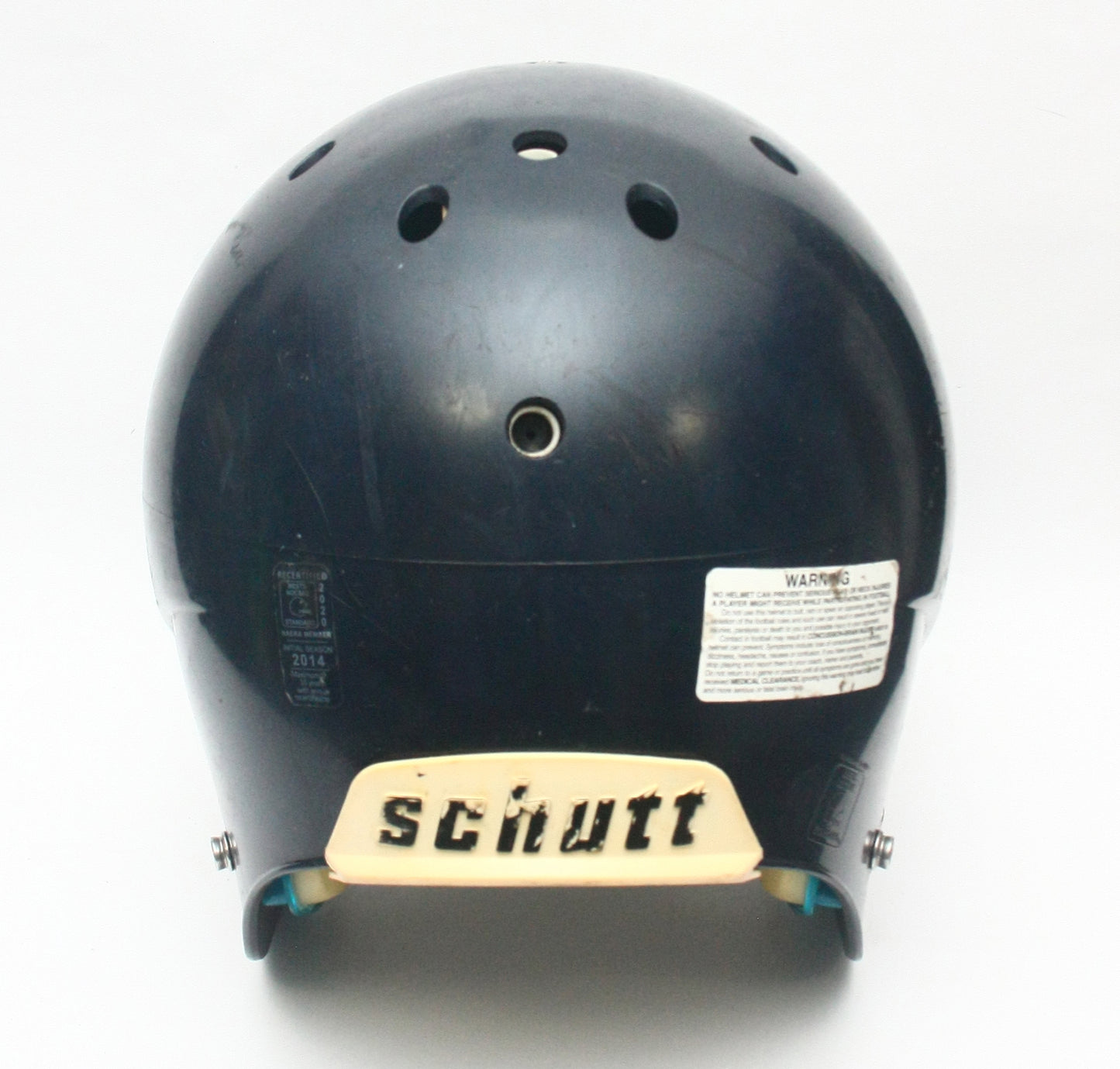 Game Used Schutt Air XP VDT Varsity Football Helmet- Size XL - Navy Blue