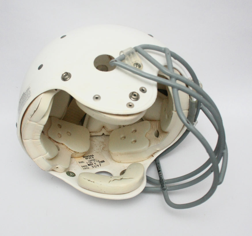 Game Used Vintage NOKONA 500 Football Helmet- Size Large - White