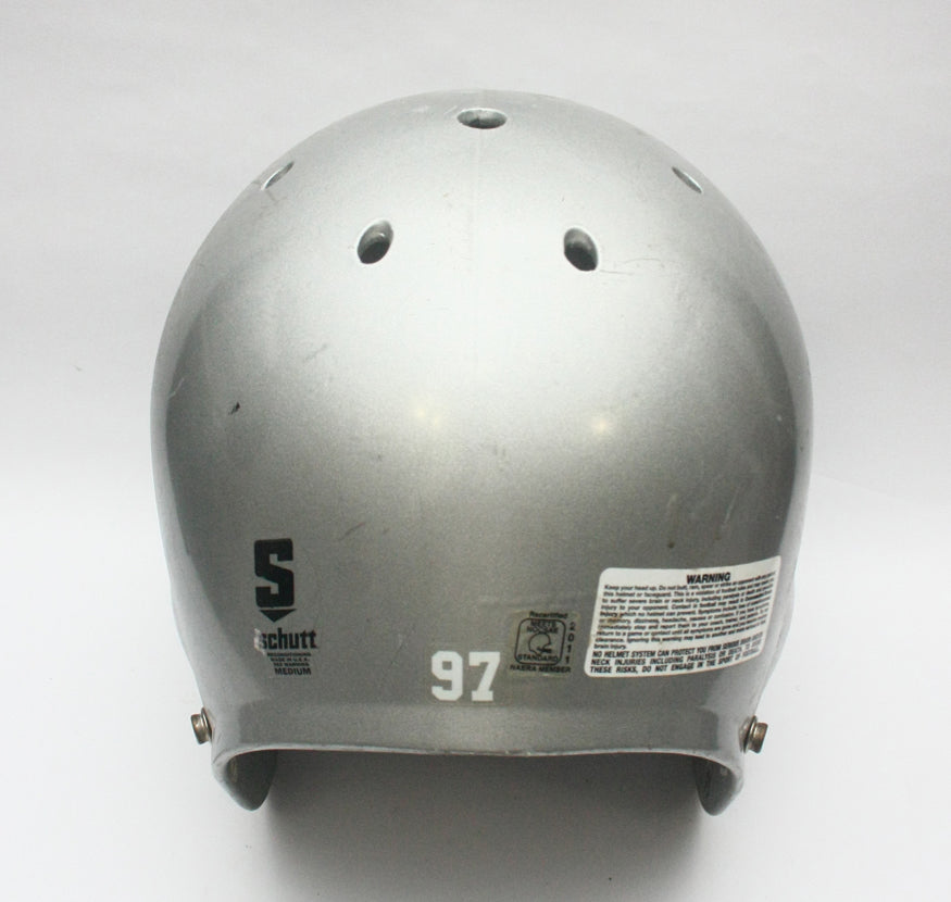 Game Used Schutt Air Advantage Football Helmet Medium Painted Silver Metallic - Shell Only